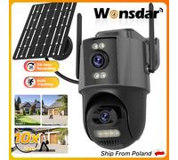 Telecamera WiFi solare a doppia lente Sicurezza PTZ esterna Zoom 10X Registrazione 24 ore Batteria incorporata Pannello solare Cam wireless Allarme PIR iCsee