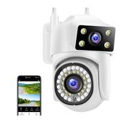 Telecamere di sicurezza, Telecamera PTZ 8MP 4K Dual Lens AI Tracking Protezione di sicurezza Telecamere di sorveglianza Telecamera CCTV wireless Telecamera a 360 °(8MP Cam Add 128GB)