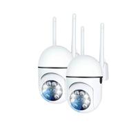 Telecamere di Sorveglianza, Telecamera IP di sicurezza audio bidirezionale WiFi 5MP Tuya App HD Smart Home PTZ Telecamera esterna di sorveglianza Wireless Mini CCTV(2PCS Camera)