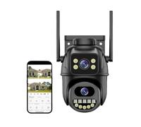 Telecamere per la sicurezza domestica, Telecamera wireless esterna PTZ a doppia lente 4K 8MP Audio bidirezionale 4MP Ai Rilevazione umana Telecamera di sicurezza IP66 for visione notturna a colori(4MP