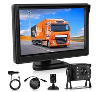 Telecamere Posteriori Set con 5 pollici IPS Monitor, Backup Camera IP68 Impermeabile, Visione Notturna, Image Flip, Ausilio al Parcheggio per Camion/Rimorchi/Bus/Furgoni/Agricoltura/Motorhome/Caravan