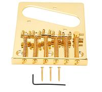 Telecaster Bridge Replacement | 6 - Saddle Adjustable Guitar Bridge for Single Coil Pickup | TL Series Electric Guitar Upgrade/Repair/DIY (Oro)