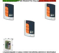 Telecomandi 3 Canali 3 Pezzi Radiocomando Freq. 433,92 MHz Codice Securvera R.Co