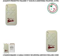 Telecomandi Securvera 2 Pezzi Radiocomandi Freq 433,92 MHz Codice R. C. 4 Canali