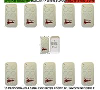 Telecomando 10 Radiocomandi Fr 433,92 MHz Securvera Rolling Code 66 BIT 4 Canali