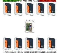 Telecomando 10 Radiocomandi Freq. 433,92 MHz Codice Sicurezza 3 Canali Securvera