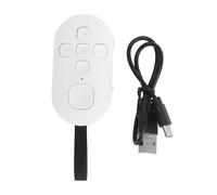 Telecomando Bluetooth per telefono, voltapagina ricaricabile, vivavoce, selfie ker, telecomando per smartphone e tablet, portachiavi con cordino USB tipo C (Bianco)