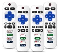 Telecomando di ricambio solo per Roku TV, compatibile con tutti i TCL/Hisense/Onn/Sharp/Philips/(non per Roku Stick, box o altoparlante) (bianco ghiaccio) (confezione da 4)