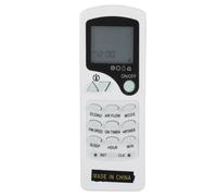 Telecomando universale per condizionatori d'aria dal design ergonomico con display LCD a LED e tecnologia di ricerca del codice efficiente.