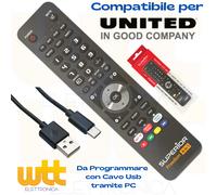 Telecomando universale per UNITED Tv Decoder Ricevitori Dvd 4in1 Programmabile