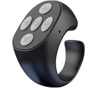 Telecomando wireless con punta delle dita, per girare pagina per telefono con 5 pulsanti, app video brevi, e-book, selfie, otturatore della fotocamera, portata 10 m, nero