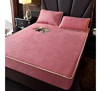 Telefono Aderente in Tasca Extra Profonda, Protezione del Materasso in Lattice in Velluto a Caldo Addensato, Colore Solido Non Slip per la Copertura da Letto della Camera da Letto per Adulti Rosa