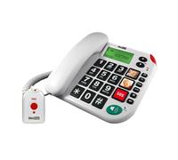 Telefono analogico MaxCom KXT481 SOS Bianco con altoparlante e identificatore chiamate