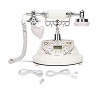 Telefono antico dal design nostalgico, perfettamente funzionante, arredamento retrò per ufficio, con suoneria meccanica e cordino rotante, finitura