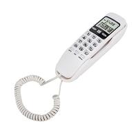 Telefono Cablato a Parete,Doppio DTMF/FSK Telefono da Tavolo Cablato con Cavo Dispaly LCD Bianco Inglese, Mini Telefono Fisso a Parete con Doppio ID Chiamante