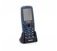Telefono cellulare Daewoo per anziani - Schermo da 24 - Tasti grandi retroilluminati - Batteria da 1400 mAh - Pulsante SOS posteriore - Doppia SIM - Jack da 35 mm - Radio FM - USB-C - Blu
