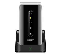 SAIET - VANTO Cellulare con Base Ricaricabile - Telefono per Anziani con Caratteri Grandi e tasto SOS - Multifunzione con LED per Chiamate Perse - Nero Lucido