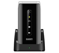 SAIET - VANTO Cellulare con Base Ricaricabile - Telefono per Anziani con Caratteri Grandi e tasto SOS - Multifunzione con LED per Chiamate Perse - Nero Lucido