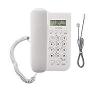 Telefono con Filo, Telefono Fisso Telefono Fisso con Cavo Elastico Telefono da Parete Telefono Cablato con Cavo e Display delle Chiamate, per L'home Office Hotel(bianco)