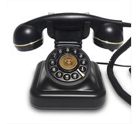 Telefono con linea telefonica fissa in stile retrò, con spina, per casa, ufficio, decorazione alla moda, stile europeo, nero