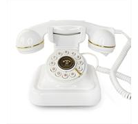 Telefono con linea telefonica fissa in stile retrò, con spina, per casa, ufficio, decorazione, stile europeo, bianco