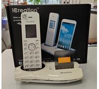 Telefono Cordless Dect iCreation G-700 Base Bluetooth per linea fissa Casa bianc