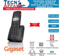 Telefono Cordless Display 1.4" Dect Rubrica Sveglia Gigaset A116 Nero