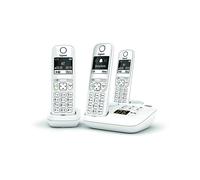 Gigaset AS690A Trio - Telefono fisso wireless con segreteria telefonica, 3 combinati con ampio display retroilluminato per un display ultra leggibile, funzione blocco chiamate, colore: bianco