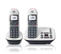 Telefono cordless Motorola CD5012 DECT bianco con display illuminato e tastiera grande, vivavoce