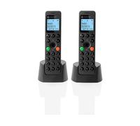 Motorola DOT202 Twin Pack, Telefono Senza Fili Digitale, Altoparlante Vivavoce Blocco Chiamate 100 Contatti con Nome e Directory Telefonica, Colore Nero