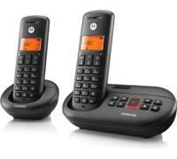 Motorola Voice - 2 telefoni senza fili digitali con segreteria telefonica, fino a 12 min di registrazione segreteria telefonica, intercettazione delle chiamate, tasto non disturbare, nero