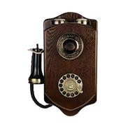 Telefono da parete in stile retrò vintage con quadrante rotante, telefono fisso con filo per casa e salotto, realizzato in legno
