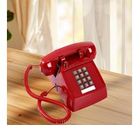 Telefono da scrivania cablato dal design vintage con indicatore rosso per la