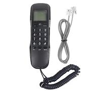 Telefono da ufficio PolyGen montato a parete con ricomposizione integrata e controllo della memoria, un mini display LCD per telefono fisso per ID chiamante e informazioni (Maniglia nera)