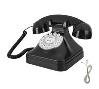 Telefono dal design retrò vintage, telefono fisso con filo in stile classico con quadrante multifunzione, autentico suono di campanello e base