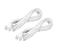 Telefono Estensione Cavo 15FT RJ11 6P4C Spine Maschio a Maschio Bianco 2pz
