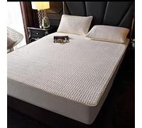 Telefono Extra Profondo, Protezione del Materasso in Lattice in Caldo Addensato, Colore Non Slip Solido per Il Letto per Camera da Letto Adulto Copertura Bianca da 150 cmx200 cm