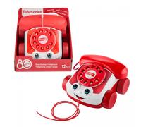 Fisher-Price - Telefono Chiacchierone Rosso, gioco trainabile con l'iconico filo rosso in stile Mattel, edizione speciale 80° Anniversario, giocattolo per bambini, 12+ mesi, JGG97