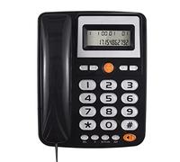 Telefono fisso con cavo da scrivania Telefono con cavo a pulsante grande per gli anziani Telefono con schermo LCD Funzioni Flash/rintracciata/mani libere doppie porte per il