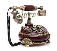 Telefono fisso retrò, Telefono antico europeo vintage con fili, telefono da scrivania, finto legno