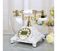 Telefono fisso retrò, Telefono rotante con filo Telefono fisso Resina e metallo Multicolore(White)