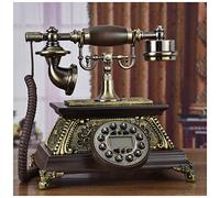 Telefono fisso retrò, Telefono vintage europeo retrò in legno e metallo, vivavoce, retroilluminato, in tessuto, con cavo marrone