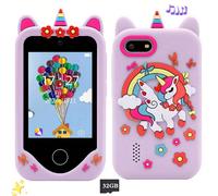 Telefono giocattolo educativo con schermo touch da 2,8 pollici, con giochi, musica e storie, regalo ideale per bambini e bambine dai 3 ai 12 anni Scheda di memoria da 32 GB,S5 - Fiori rosa,S5 - Fiore