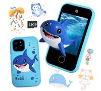 Telefono giocattolo educativo per bambini, telefono gioco educativo, include apprendimento di 26 lettere, 8 funzioni di giochi puzzle, guscio in silicone, lettore MP3, doppia fotocamera, regalo di com
