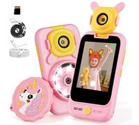 Telefono Giocattolo per Bambine con Microscopio,Unicorno Smartphone Bambini | Microscopio 100x, touch 2.8", camera flip 180°, scheda 8GB, 22 app giochi+musica, regalo 3-12 anni