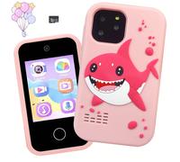 Telefono giocattolo smart per bambini con schermo touch da 2,8", custodia protettiva carina, doppia fotocamera per foto/video, giochi educativi e lettore musicale, regalo ideale per Natale e Festa del