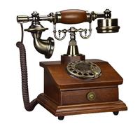 Telefono in legno retrò - Telefono fisso vintage con quadrante rotante, per casa/ufficio, design classico per un'estetica nostalgica, connessione con cavo per un uso affidabile