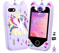 Teléfono inteligente para niños regalos para niñas, regalo de cumpleaños de Navidad para niños de 3, 4, 5, 6 años, juguete para teléfono celular con visualización táctil, cámaras duales, aprendizaje