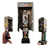Telefono pubblico americano in miniatura in scala 1:12, modello vintage graffiti payphone per esposizioni di action figure, fotografia giocattolo, casa delle bambole, decorazione urbana di strada