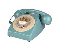 Telefono retrò blu, telefono fisso con cavo, telefono analogico decorativo anni '60 vecchio moda telefono da scrivania, classico telefono vintage con suoneria e ricomposizione per